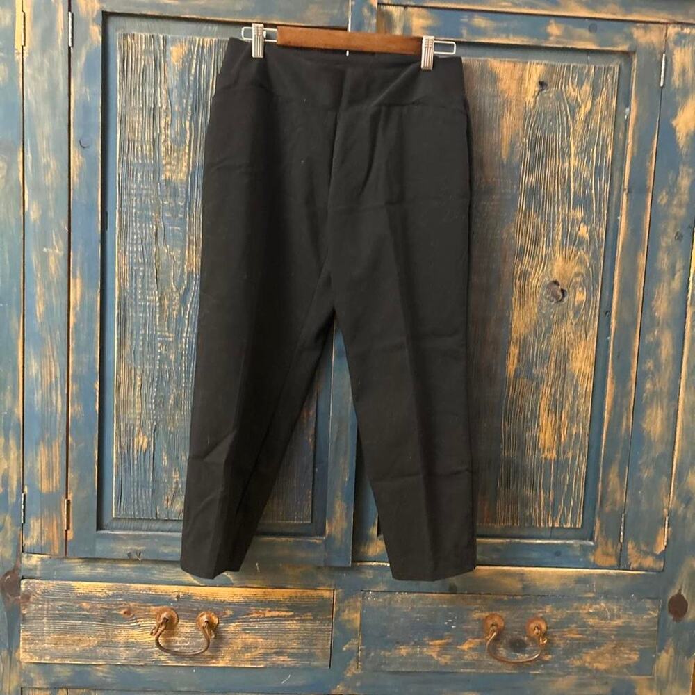 Black high waisted wide leg pants in